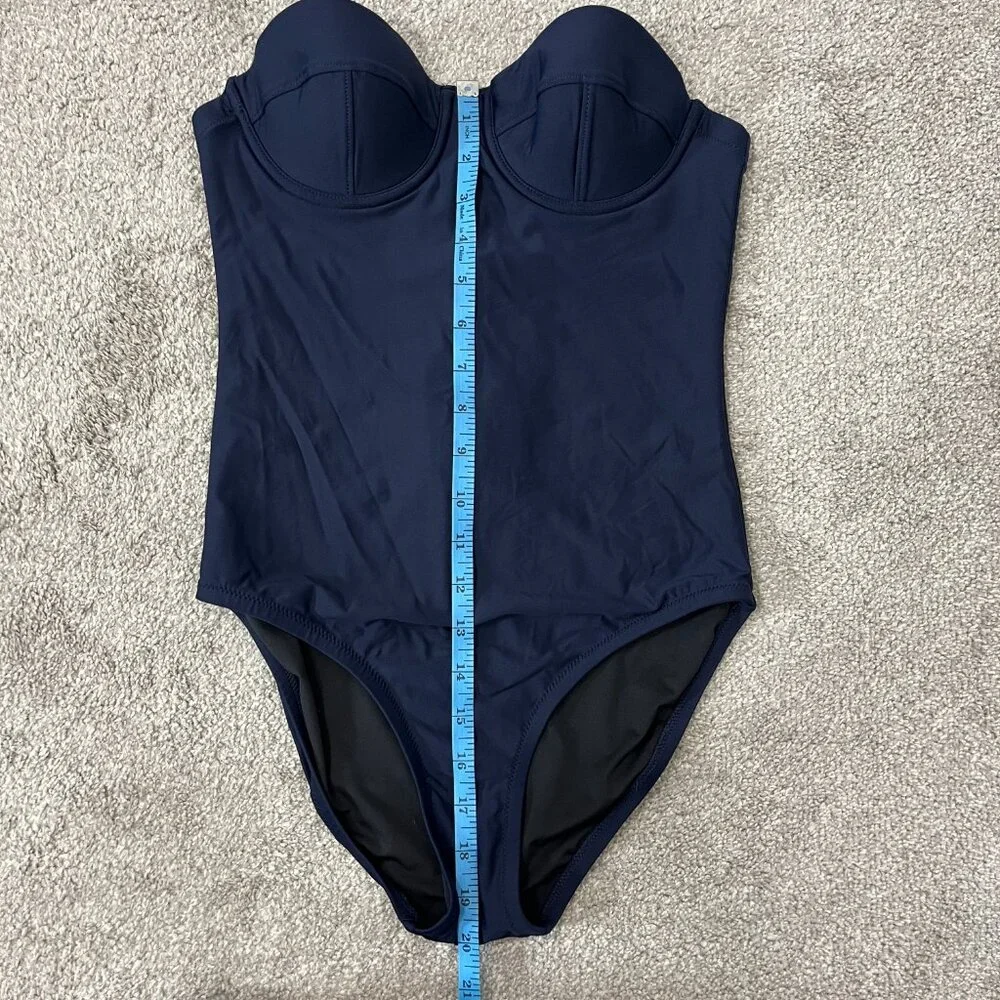 New J. Crew Size 2 Navy Blue Short Torso Underwire One Piece Swim Suit